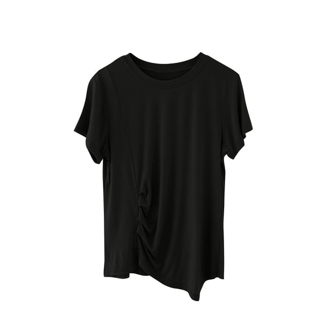 Birdeem T-Shirt Femme Col Rond Uni Manches Courtes Ample