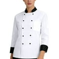 thumbnail image 2 of GrmtClth Chef Jacket for Men Double-Breasted Hombre Cook Jacket Long Sleeve Breathable Work Uniform White S, 2 of 5