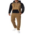thumbnail image 2 of Men‘s Fitness Sports Pants Set Contrast Color Patchwork Drawstring Hooded Large Pocket Sweater + High Stretch Pants, 2 of 9