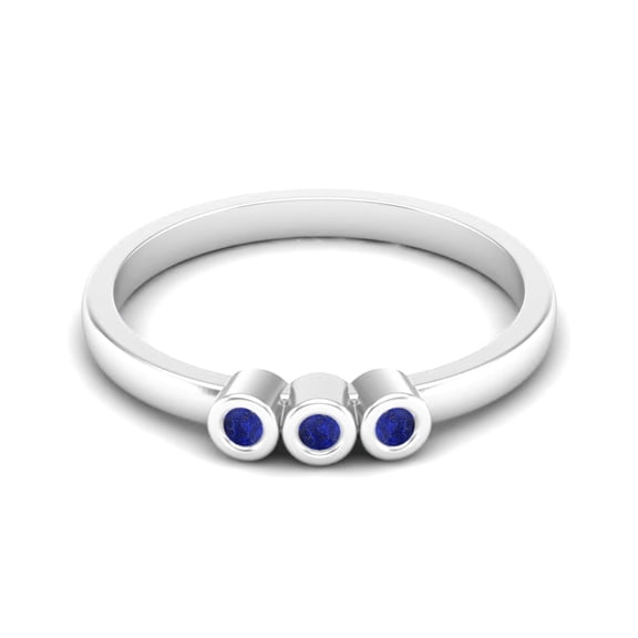 Tiny Round Shape Lapis Stackable Women Mother's Day Gift Ring 925 Silver Delicate Jewelry
