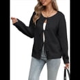 thumbnail image 3 of Suéteres para Mujer, Modernos, Otoño-Invierno, con Abertura Frontal, Larga, Botones, Chaqueta Corta para Dama. Negro M, 3 of 9