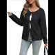 thumbnail image 3 of Suéteres para Mujer, Modernos, Otoño-Invierno, con Abertura Frontal, Larga, Botones, Chaqueta Corta para Dama. Negro L, 3 of 9