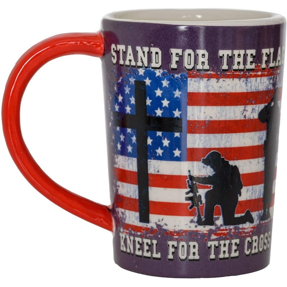 Stand For The Flag Kneel For The Cross Ceramic Mug - Fallen Soldier Military Wife Coffee Mug - Coffee Mug Military Camping Cups And Mugs - US Navy Coffee Mug Large Ceramic Coffee Cups