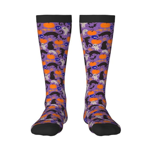 Lukts Chaussettes à Motif de Chats Noirs d'Halloween pour Femmes et Hommes, Cadeaux pour le Golf, la Chasse, le Camping, la Randonnée, le Ski, la Lecture, les Sports et Plus