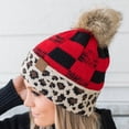 thumbnail image 2 of CC Cabin Cozy Leopard Plaid Beanie, 2 of 7