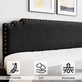 thumbnail image 5 of Litake Queen Size Bed Frame, Velvet Upholstered Platform Bed Frame and Headboard with Rivet Decor, Strong Wood Slat Support, No Box Spring Needed, Easy Assembly - Black, 5 of 6