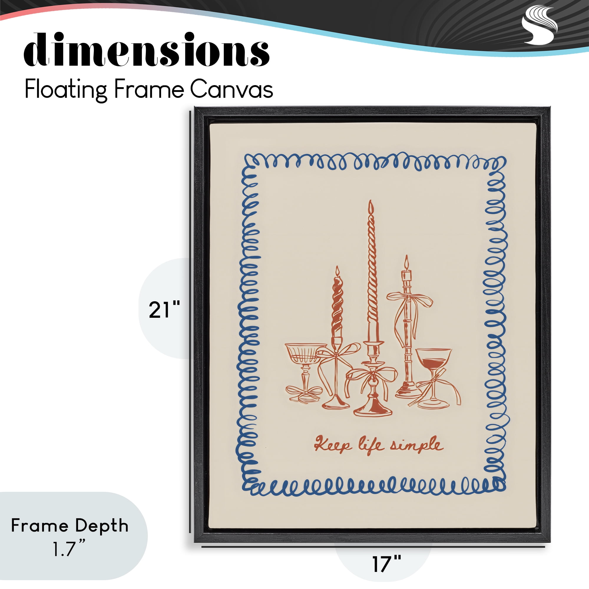 Stupell Industries Keep Life Simple Candles Black Framed Floater Canvas Wall Art, design by The Prints Vibe