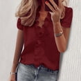 thumbnail image 2 of Cathalem Womens Tops Loose Fitting Shirts Boho Knot Front Tops,Wine XL, 2 of 4