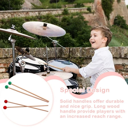 2 Pack Long Drumsticks With Color Rubber Head Marimba Sticks Beginners