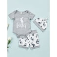 thumbnail image 3 of Honganda Bébé Fille/garçon Hauts Amples Col Rond Manches Courtes Rabbit Barboteuse Shorts, 3 of 9
