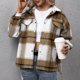 thumbnail image 5 of Abrigo de mujer Abrigo de mujer estampado a cuadros cuello vuelto abotonado manga larga blusa suelta chaqueta informal prendas de vestir 1 1, 5 of 5