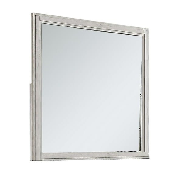 BenJara Varos Dresser Mirror, White Solid Wood, 38 Inch Stylish Square Frame