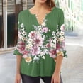 thumbnail image 2 of Camisetas con Cuello en V Mujeres Moda Impresa 3/4 Mangas Blusa, Top Cómodo Casual para el Hogar Y Diario, 2 of 4