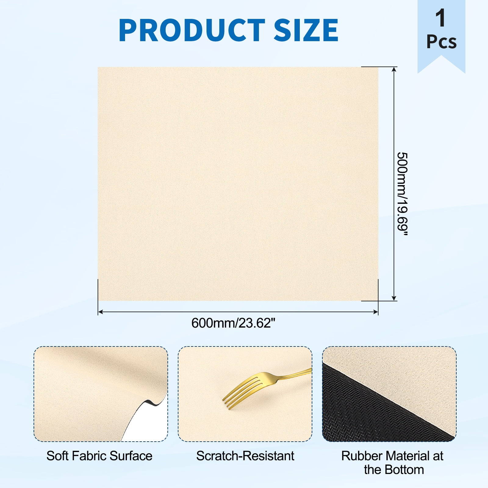 Washer and Dryer Top Protector Mat 24" x 20" - Non-Slip, Quick Drying Rubber Washing Machine Top Cover Pad for Home Kitchen Laundry Room, Beige