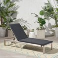 thumbnail image 3 of GDF Studio Crested Bay Outdoor Mesh and Aluminum Armless Adjustable Chaise Lounge with Cushion, Dark Gray and Silver, 3 of 13