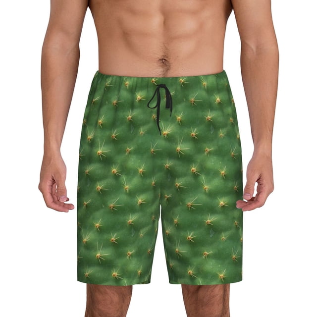 Fotbe Cactus 3 Pantalones Cortos de Pijama para Hombre, Ropa de Dormir, Pantalones de Pijama Cortos para Hombre-X-Large