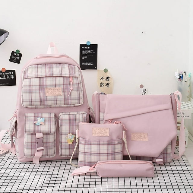 4 In 1 Pcs Set Canvas Backpack Junior High School Bags for Teenager Girls Sac à dos scolaire