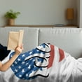 thumbnail image 3 of Idaho Soft Flannel Fleece Throw Blanket, Flag Pattern in Heart Shape State Name on Plain Background, Cozy Plush for Indoor and Outdoor Use, 50" x 60", Dark Blue Dark Salmon, by Ambesonne, 3 of 5