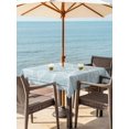 thumbnail image 3 of Outdoor Tablecloth with Umbrella Hole for Patio/Picnic/Party/Camping, Ocean Beach Waterproof Table Cloth Square Cover Washable, Summer Coastal Starfish Shell Conch Wooden Green (60"x 60"), 3 of 8