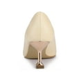 thumbnail image 2 of BLISSFUL STEP Women's Dress Pumps Pointed Toe Stiletto Heel Slip On Mid Heel Shoes Beige 6, 2 of 8