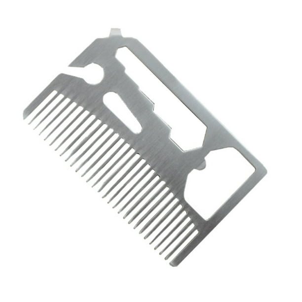 Hair Comb with Bottle Opener Made of 304 Stainless Steel Combs for Men  Grooming Styling Mini Fine Toothed Mustache Silver or Black Multifunctional  Corkscrews Tool 
