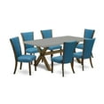 thumbnail image 2 of East West Furniture X797VE721-7 7Pc Modern Dining Table Set Contains a Kitchen Table and 6 Parson Dining Chairs with Blue Color Linen Fabric, Distressed Jacobean and Cement Finish, 2 of 10
