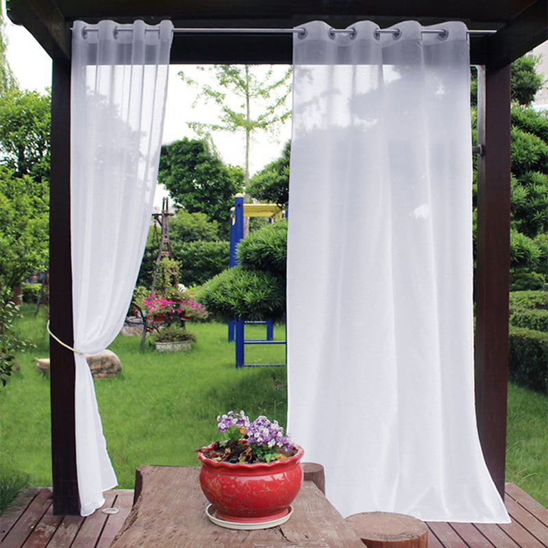 54-inch Wide x 108-inch Long 1 Piece with 1 Tieback Rope White RYB HOME Outdoor Indoor Sheer Curtain Drape for Patio Outdoor Gazebo Curtain Voile Privacy Curtain for Porch 
