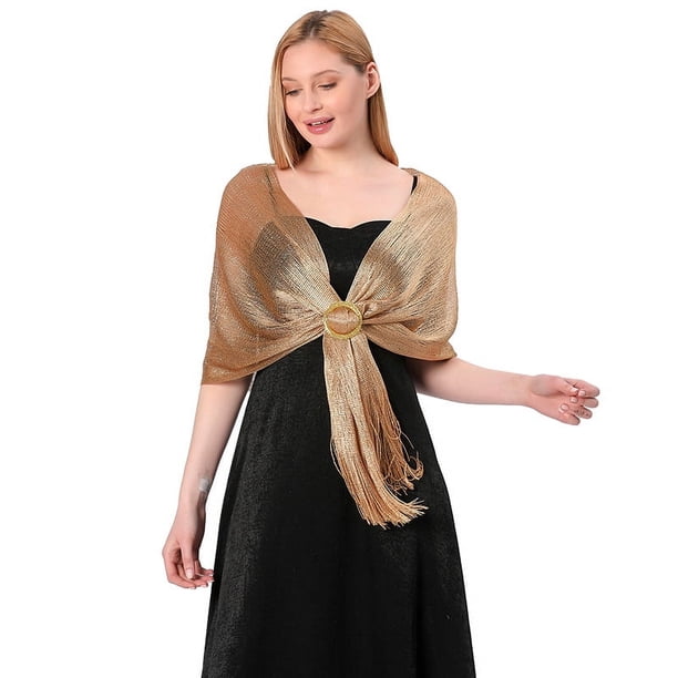 Chal de seda dorado y plateado, bufanda plana, bufanda para novia, dama de honor, grupo, fiesta de graduación, vestido de boda, vestido de noche, chal