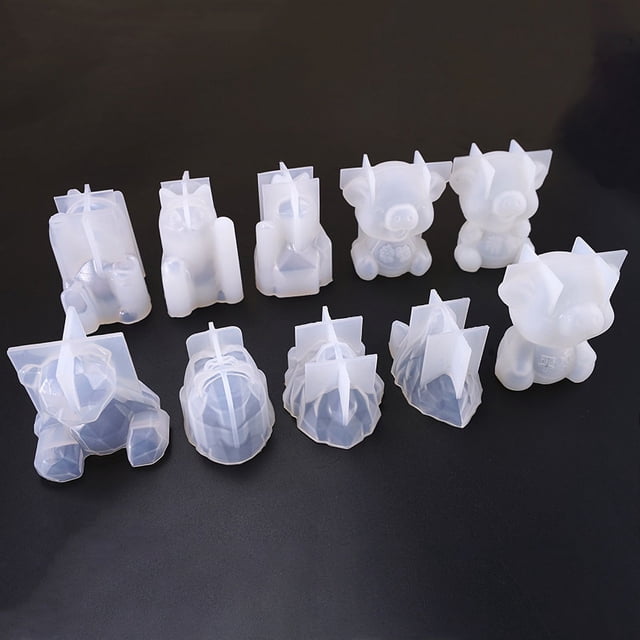 Molde de silicona con forma de conejo con bendición de unicornio tridimensional con una variedad de animales geométricos de osos