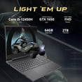 thumbnail image 2 of HP Victus 15.6" 144Hz Gaming Laptop, Intel Core i5-12450H, 64GB RAM, 2TB PCIe SSD, NVIDIA GeForce GTX 1650 Graphics 4GB, Backlit Keyboard, WiFi 6, Bluetooth, Win 11, Black, Hotface 32GB USB Card, 2 of 9