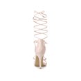 thumbnail image 2 of BLISSFUL STEP Women Strappy Straps Lace Up Stiletto Heel Sandals Beige 7.5, 2 of 8