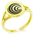 thumbnail image 1 of Stainless Steel Elemental Water Nation Minimalist Oval Top Polished Statement Signet Ring, 1 of 1