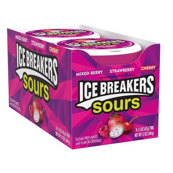 ICE BREAKERS SOURS BERRY Sugar Free Mints Tins, 1.5 Oz. 1 Pack (8 Count)