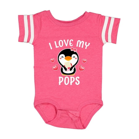 

Inktastic I Love My Pops with Cute Penguin and Hearts Gift Baby Girl Bodysuit