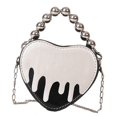 thumbnail image 3 of Bolso de mano con forma de corazón para mujer, bolso de hombro con cadena pequeño y elegante con asa de cuentas para citas diarias de verano, color negro, tamaño libre, 3 of 8
