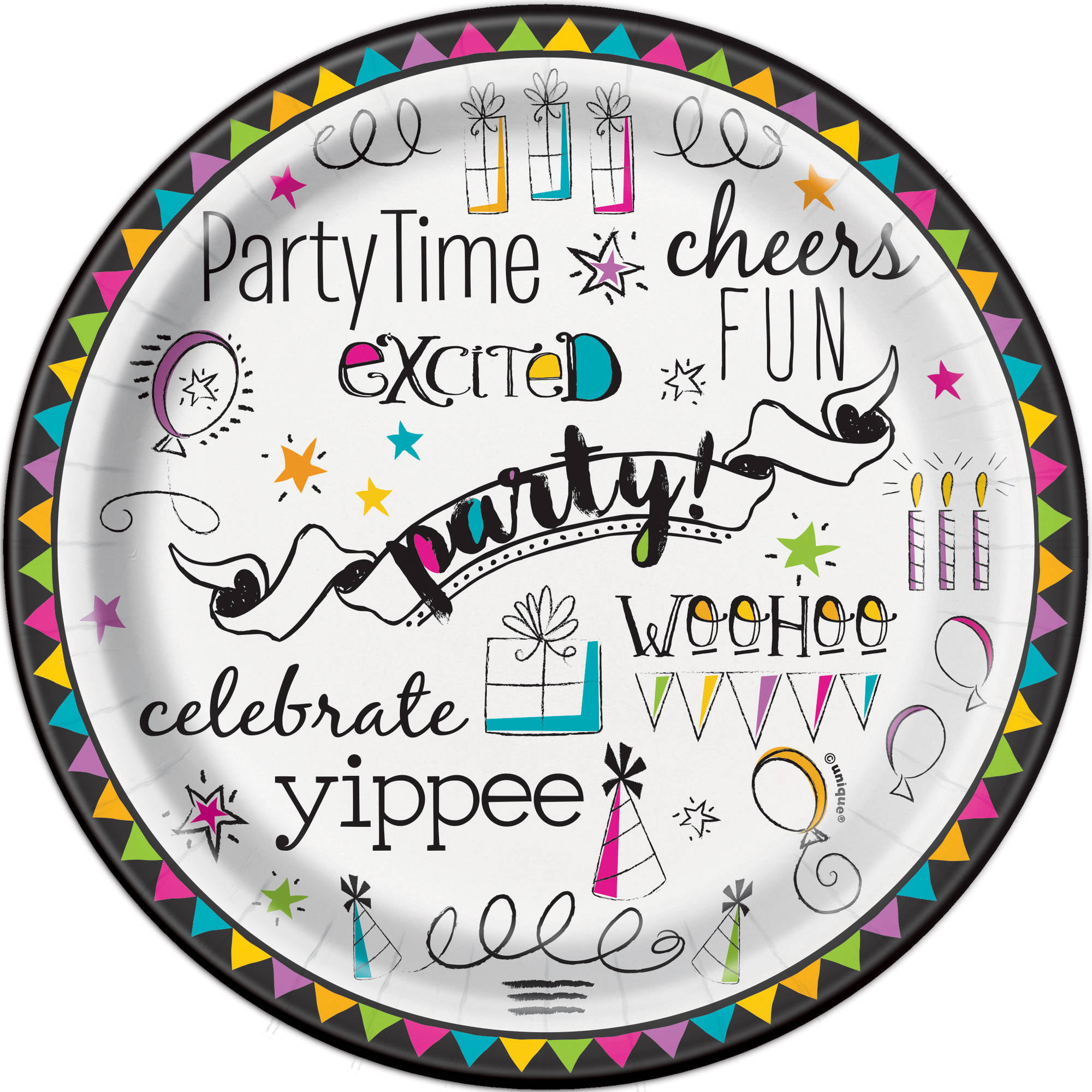 Beverage Napkins and Cups Doodle 1st Birthday Boy Party Supplies Pack for 16 Guests: Straws Table Cover Dessert Plates