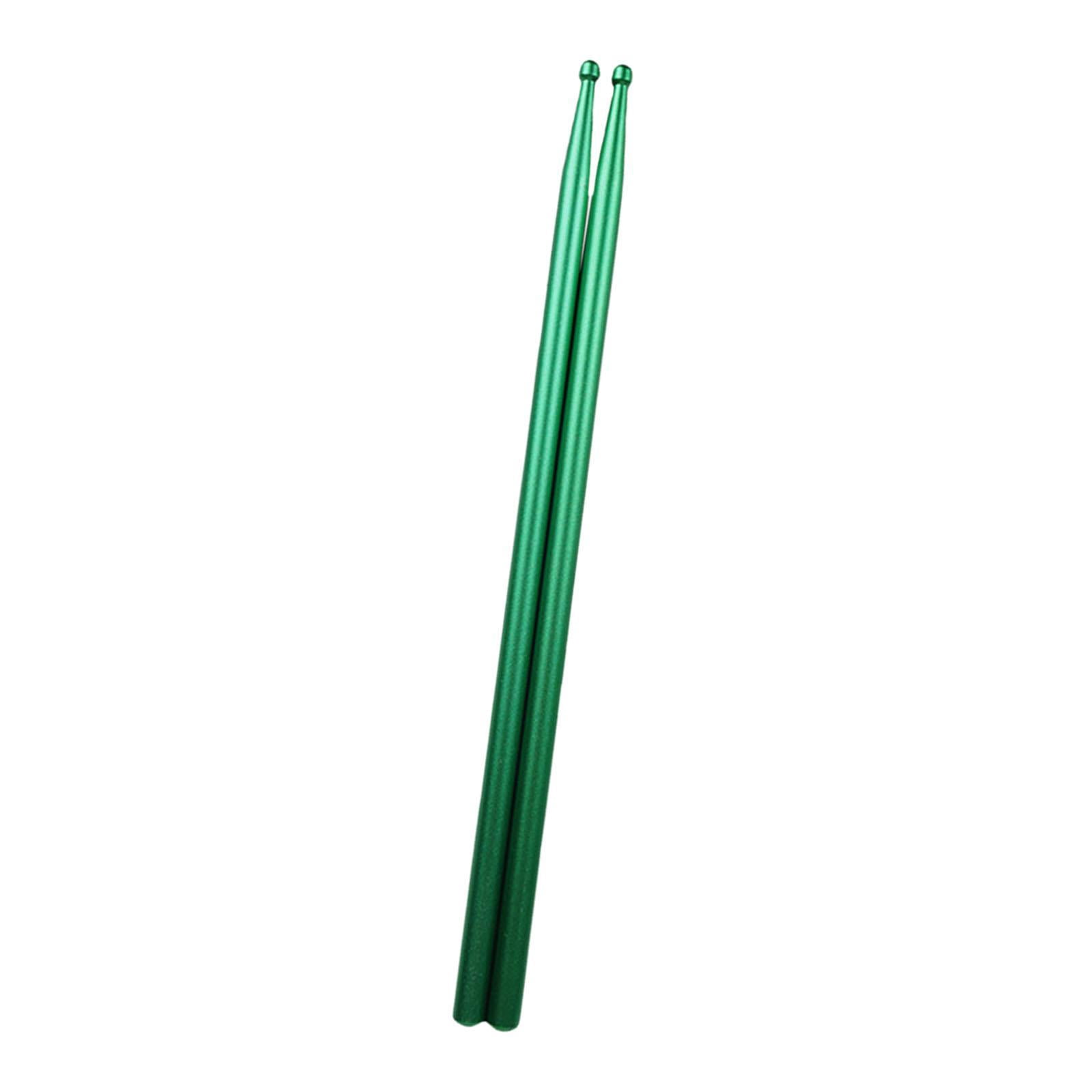 LeeQinersw 2Pcs Aluminium Alloy Drum Sticks Music Band Drumsticks Anti Slip Drum Mallet for Green