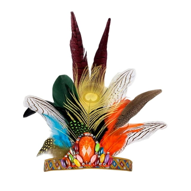 Diadema de plumas Yuyangstore bohemio indio brillante para Mardi