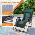 thumbnail image 5 of Simenmax Zero Gravity Chairs, 400 lbs Heavy Duty Foldable Patio Recliner with Adjustable Pillow & Cup Holder, Oversized Outdoor Lounge Chair for Backyard Camping Lawn, Black-Green, 5 of 9