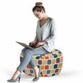 thumbnail image 2 of Off White Pouf Cover with Zipper, Colorful and Round Squares Architectural Like Brick Wall Looking Design, Soft Decorative Fabric Unstuffed Case, 30" W X 17.3" L, Cream and Multicolor, by Ambesonne, 2 of 5