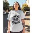 thumbnail image 3 of Women's Graphic T-Shirt White M Women's Tops Faith Moves Mountains Crew Neck Short Sleeve Shirts for Women, 3 of 3