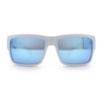 thumbnail image 5 of Mens Rectangle 90s Thick Horn Rim Skater Sport Plastic Sunglasses White - Blue Mirror, 5 of 8
