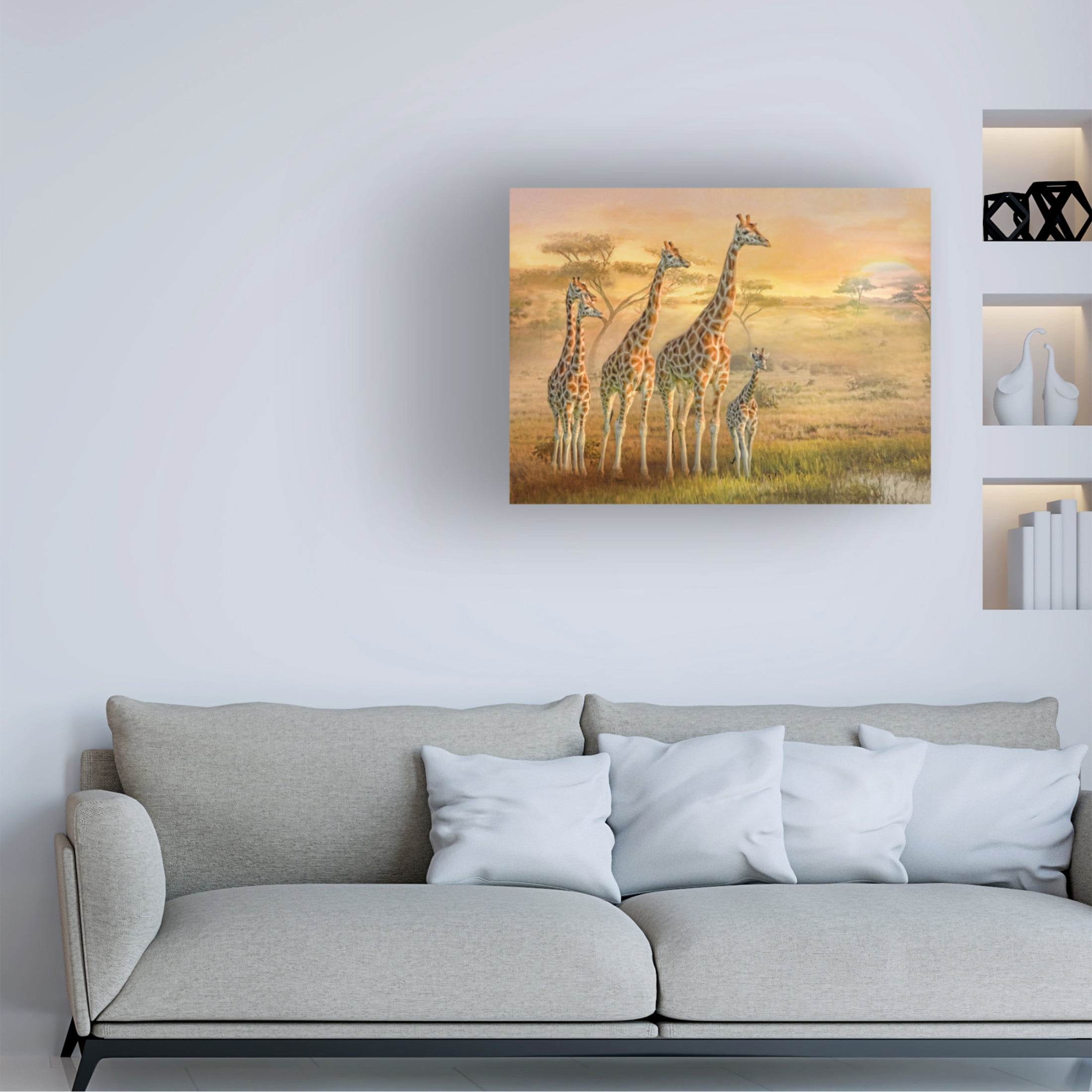 Canvas Wall Art - Trudi Simmonds 'Giraffe Family' Wall Art for Living Room, Bedroom, or Office Décor by Trademark Fine Art - 47 x 35 Inches