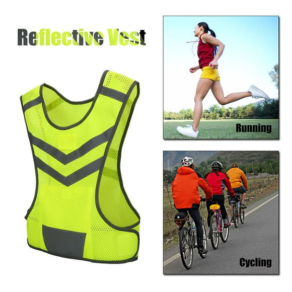 Hi Vis Running Vest Safety Vests For Men Polyester Fluoresnt Yellow High Visibility Adjustable Reflective Safety Vest For Outdoor Sports Cycling Running Hiking