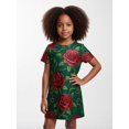 thumbnail image 4 of Girls Cute Casual Short Sleeve Dress A-Line Sundress Stretchy Holiday Style for Tween Girls Age 8-13 Crewneck, 4 of 6