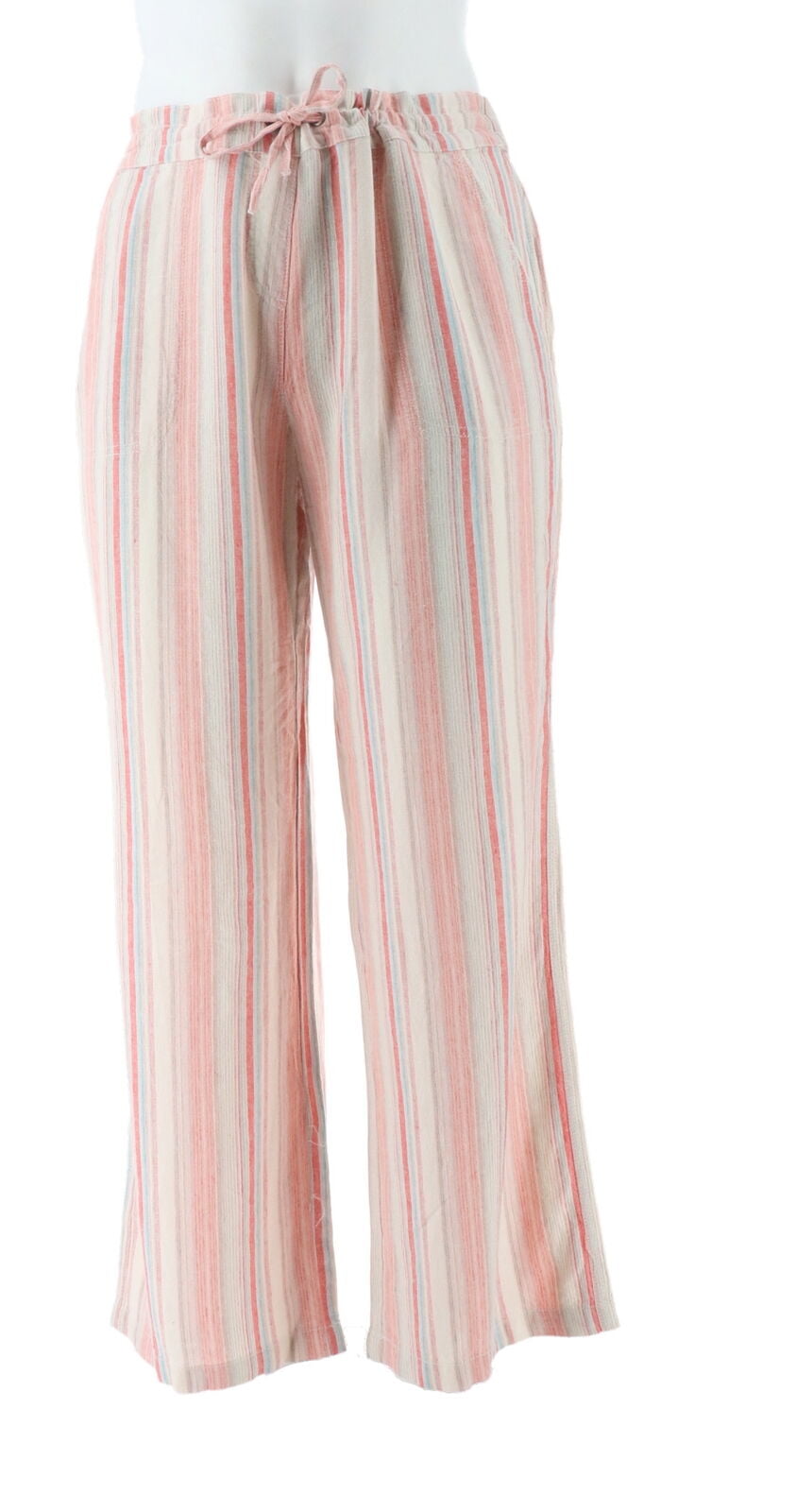 Denim & Co. - Denim & Co Linen Blend Pull-on Striped Pants A307959 ...