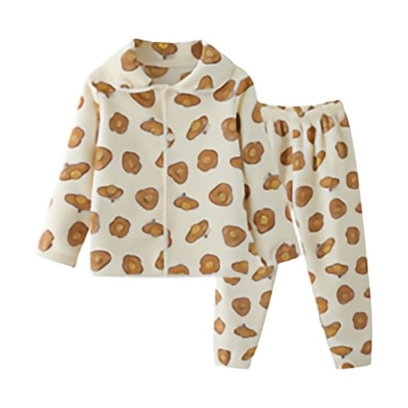 Ulitacool Boy Outfits Long Sleeve Cloud Cozy Two Piece Homewear Comfy Pullover Hoodie And Jogger Pants Sweet Wear Beige 2-3 Years