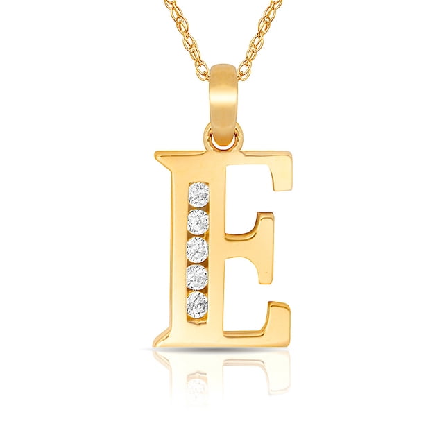 Solid 14k Yellow Gold 18 Inch Small Channel set (A Z) CZ Letter Name Personalized Monogram Initial Necklace (7mm X 14mm)