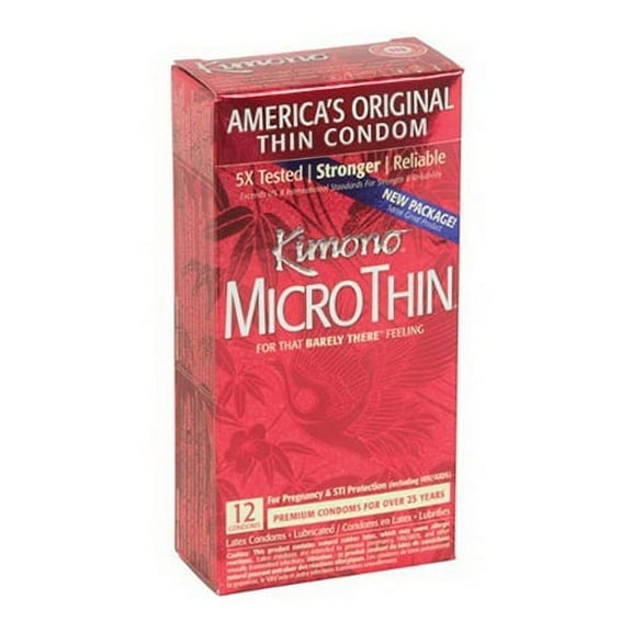 Kimono MicroThin Lubricated Latex Condoms, 12 ea/1 pack, 2 Pack