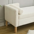 thumbnail image 5 of Tcbosik Upholstered Storage Bench, 65-Inch Soft Corduroy Bench with 2 Bolster Pillows and Solid Wood Legs - for Foot of Bed & Window Seat, 350lbs Weight Capacity, Ivory, 5 of 9